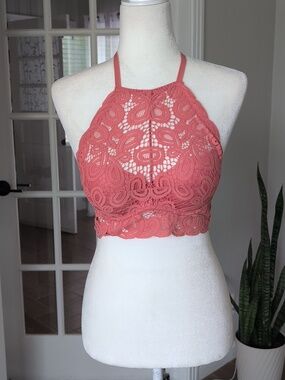 Victoria's Secret So Rosey Lace Padded Push Up Bralette Halter XS